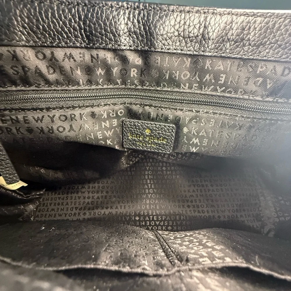 Kate Spade Black Pebbled Leather Satchel Tassel Top Handle Purse